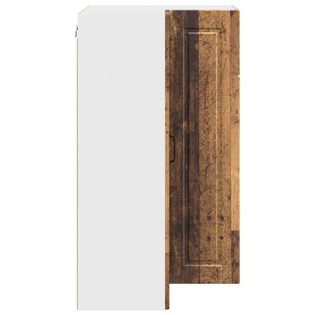 PORTO Wall Mounted Corner Cabinet Reclaimed Wood Look 57 x 57 x 100 cm Engineered Wood