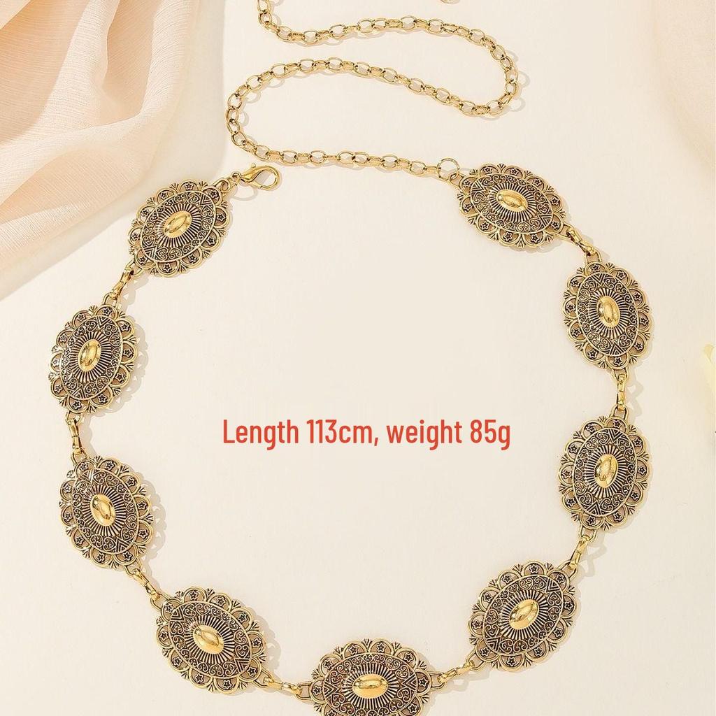 Богемный Этнический Металлический Пояс-Цепочка на Талию Высокого Класса для Женщин - Ретро, Универсальный Модный Аксессуар