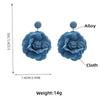 Denims Blue Rose Earrings Handmade Flower Earrings Fashion Denim Floral Earrings