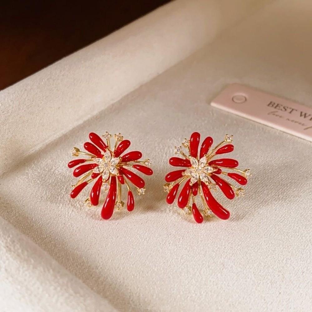 Rhinestone Chinese Style Earrings Fashion Jewelry Fireworks Drop Earrings Chinese Wedding Party