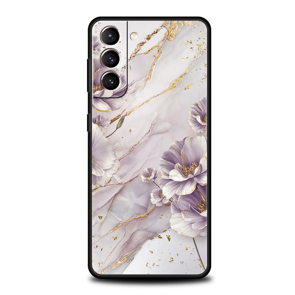 Цветочный Мраморный Чехол Для Телефона Для Samsung Galaxy S25 Edge S24 S23 S22 Ultra S20 S21 FE 5G S10 S9 Plus S10E Мягкий Чехол