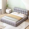 Upholstered Bed Sturdy Construction High Stability Wear-resistant Good Load Capacity Easy To Assemble Upholstered Bed Frame Double Bed for Home