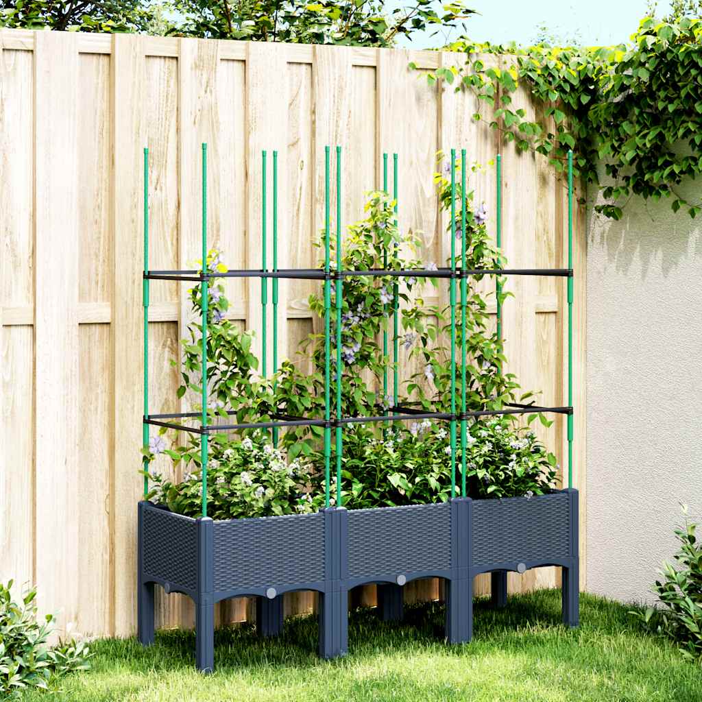 Planter with Trellis Blue Gray 120 x 40 x 142.5 cm PP