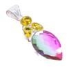 Bi-Color Tourmaline, Citrine 925 Sterling Silver Jewelry Pendant 2.5" AH-3297