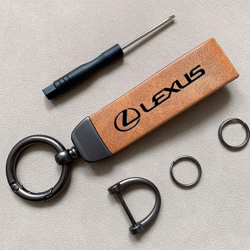 csgpkv1 Car Keychain Cowhide Leather Key Rings Waist Buckle Carabiner For Lexus F-SPORT ES RX NX LS UX LM LX GX LC RZ IS CT GS RC HS SC