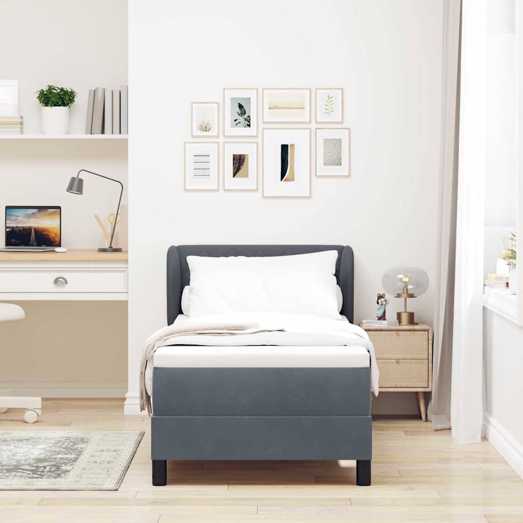 Box spring Bed with Headboard Dark Grey 80 x 200 cm Velvet