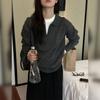 Черный вязаный свитер с длинными рукавами и воротником поло для женщин, осенне-зимний, в ленивом стиле, свободный, повседневный, топ-свитер с V-образным вырезом
