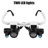 Регулируемая лупа, светодиодная подсветка, очки, лупа, крепление на голову, увеличительное стекло, лупа с двойной линзой, лупа для глаз, 2 светодиода