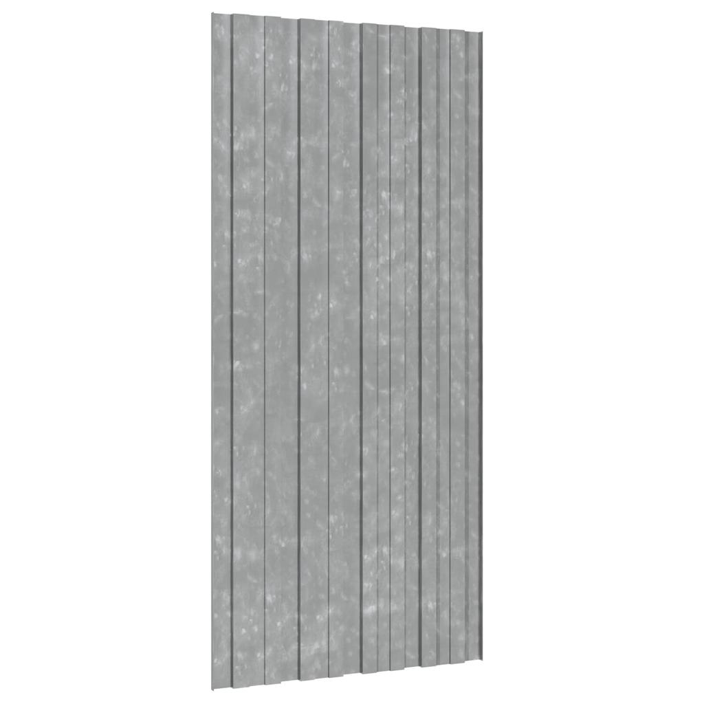 Roof Panel 12 Pcs Silver 100 x 45 cm Galvanized Steel