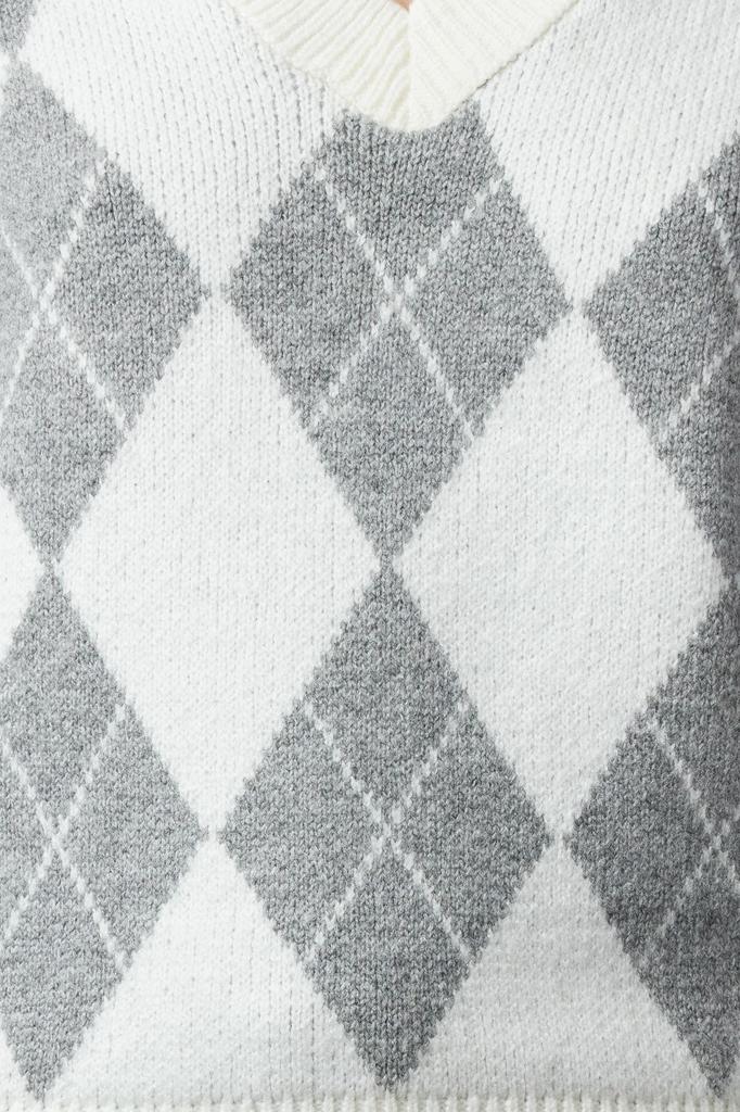 Women's Fashion Ecru Soft Textured Baklava Knitwear Sweater