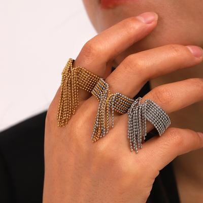 Открытое кольцо с бахромой из титановой стали для женщин, легкая роскошь, высококачественное кольцо на палец, нетускнеющее ювелирное изделие для рук