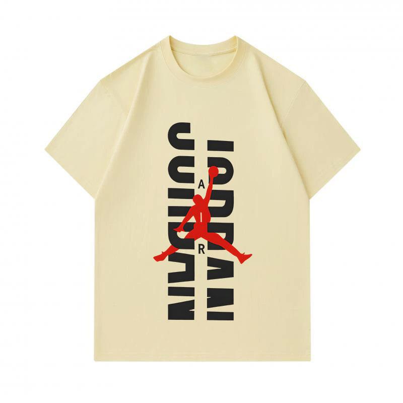 Men's 100% Cotton Crew Neck Short Sleeve T-Shirt, Classic Basketball Sports Jump Athlete Letter Print Casual Comfortable Breathable Tee For Daily Stre