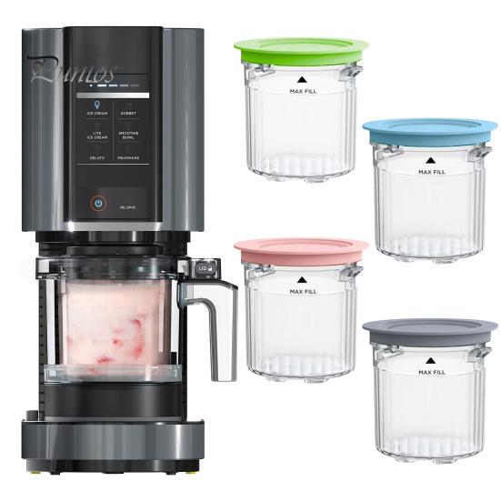 4 Pack 16oz Pints Replacement Ice Cream Cup BPA-Free Durable Color-Coded Lids Leak-proof Ice Cream Containers for Ninja Creami Breeze NC100/NC200