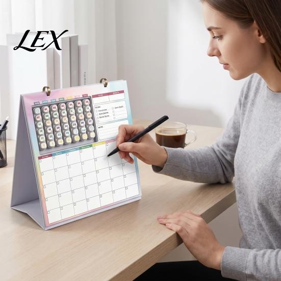 Daily Task List Reusable Kids Desk Calendar with 42 Magnetic Event Stamps, Undated Monthly Planner Creative Accessory for Habits Family Planning,