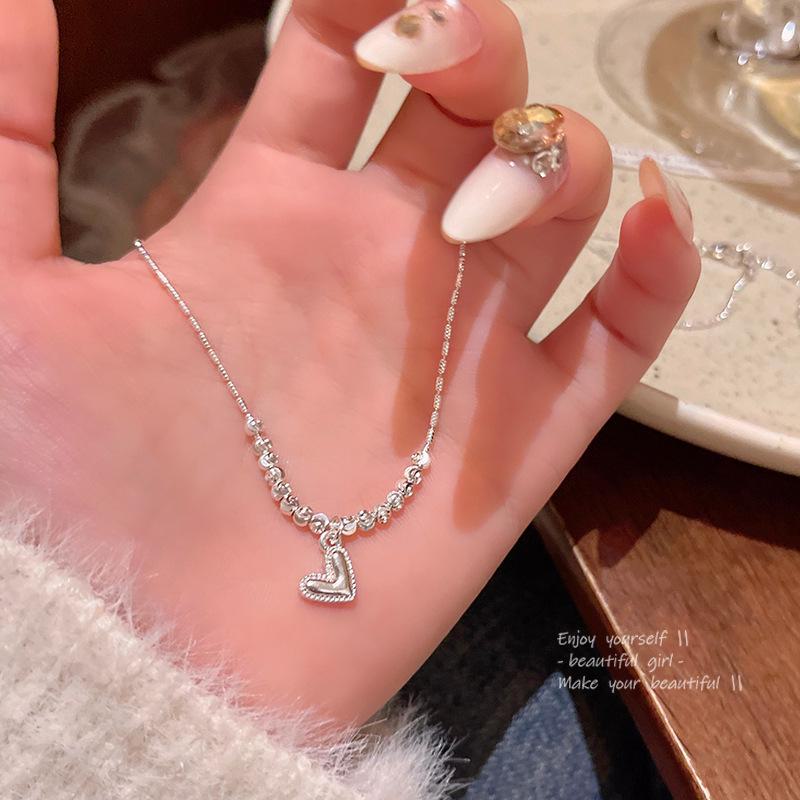 Корейское высококачественное серебряное ожерелье в форме сердца на ключицу — универсальное эффектное украшение для женщин