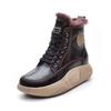 2025 Зимняя обувь из натуральной кожи Женские зимние ботинки Увеличение высоты 4 см Теплый плюш Женские ботильоны Черный Белый