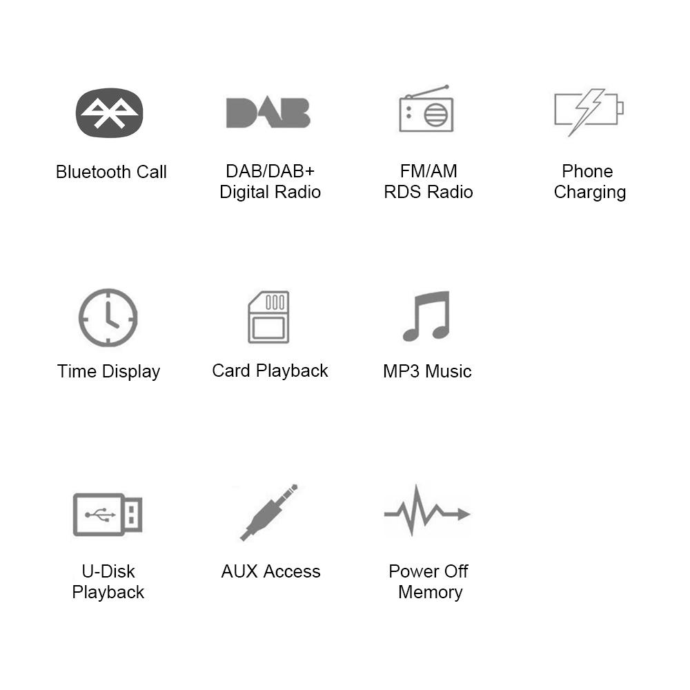 Автомобильный радиоприемник Авторадио Встроенный 2 динамика Bluetooth Hands-free 1 Din AUX вход FM-аудио MP3-плеер USB TF-карта Зарядка телефона