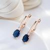 Oval Blue Zircon Dangle Earrings Gold Color Trendy Jewelry Women Luxury Accessories