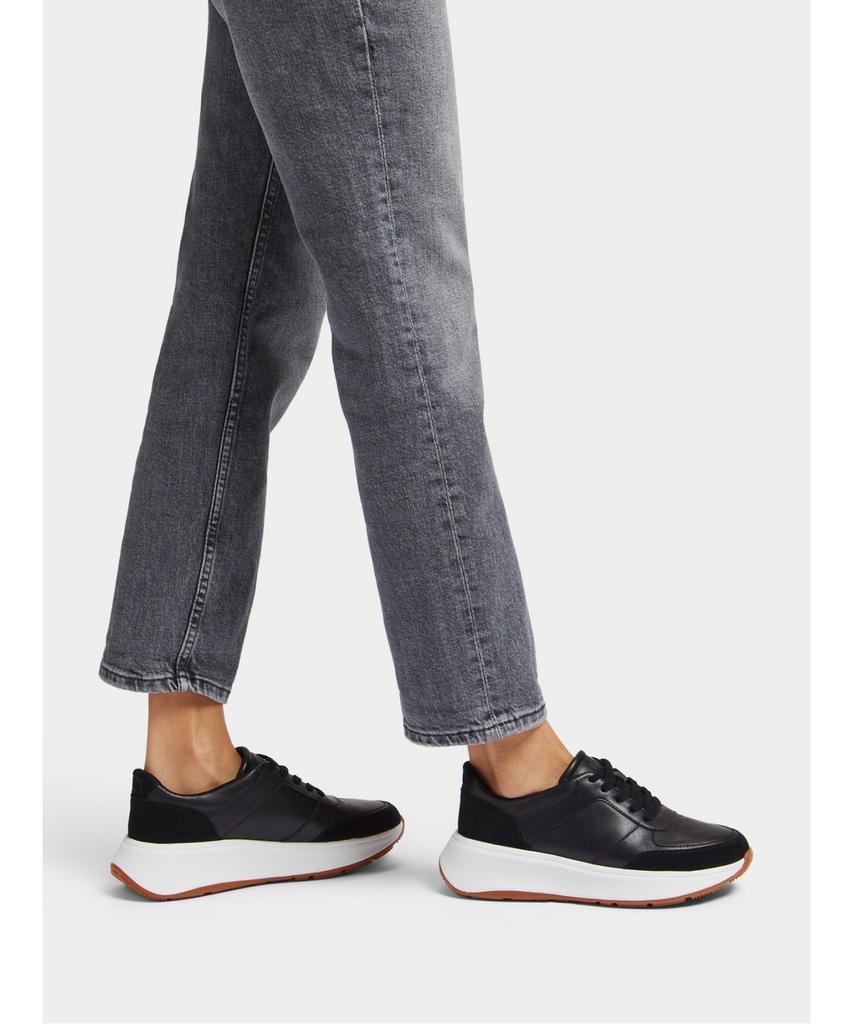 Fitflop [F-Mode] Women'S Leather/Suede Platform Sneakers - Black (Ft59K2N185)