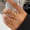 Fashion Jewelry Rings Set Gold Color Hollow Round Opening Women Finger Ring for Girl Lady Party Wedding Gifts