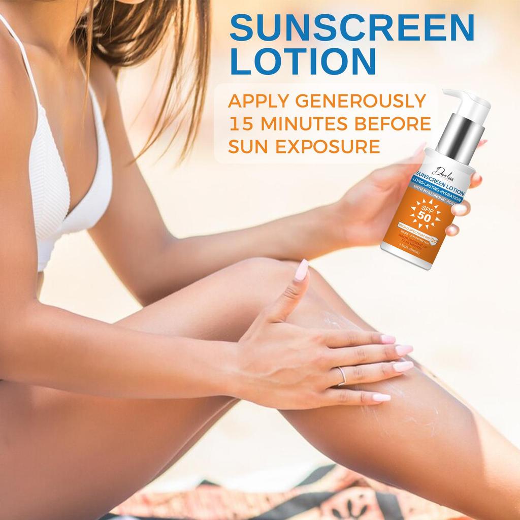 Солнцезащитный лосьон SPF 50 — длительное удержание влаги, защита от солнца на весь день, быстросохнущий, защита от солнца для женщин и мужчин, 80 мл