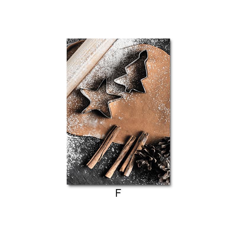Рождественский плакат с принтом, обои, шоколад, кофе, еда, напитки, коричневые тона, холст, картина, столовая, кухня, настенный художественный декор, фотографии