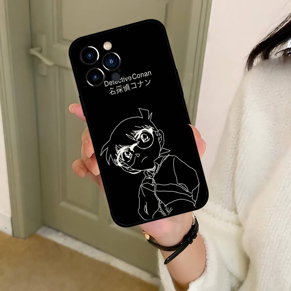 Чехол для телефона D-Detective C-Conan Для IPhone 1716 15 14 13 Pro Max 11 12 Mini X Xs XR Черный Силиконовый Чехол