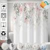 Цветочная шторка для ванной с бабочками Элегантная шторка для душа с задним листом Водонепроницаемая полиэстеровая ткань с отделкой Шторка для ванной с крючками