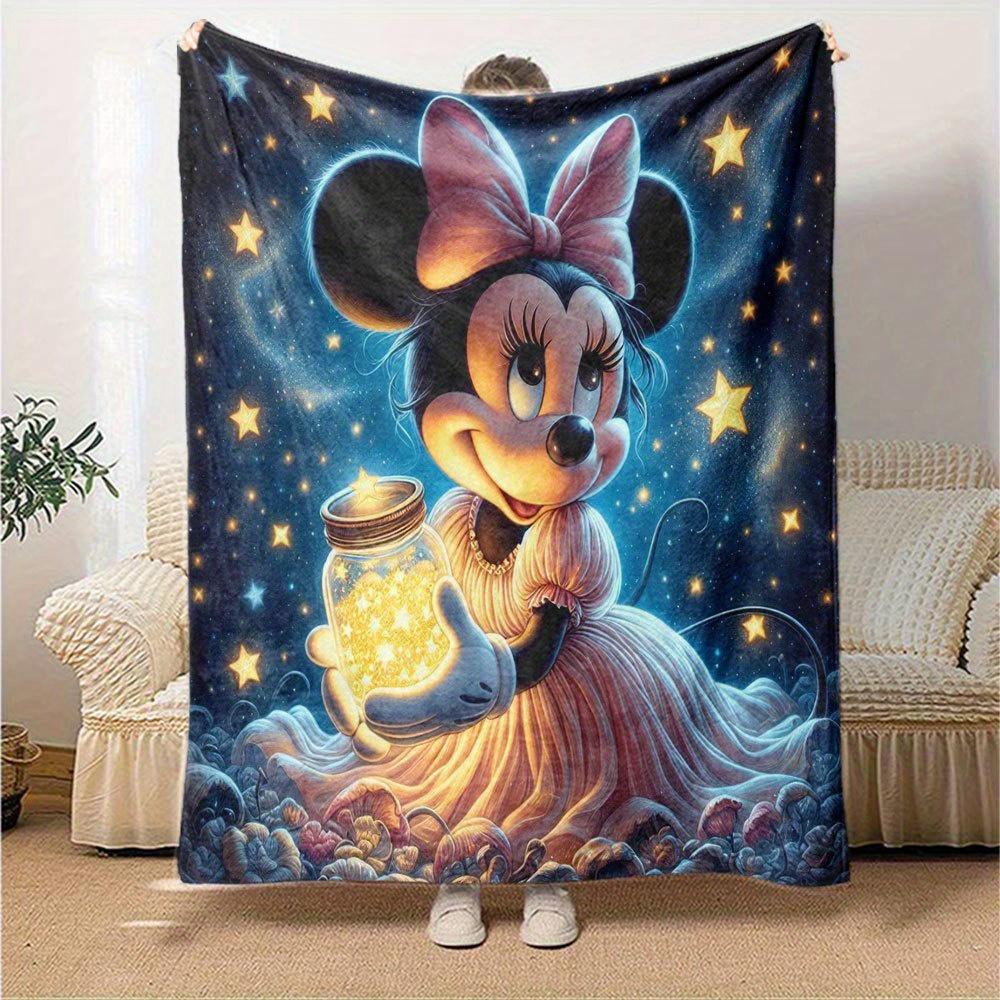 1pc, Magical Starry Night Minnie Mouse Throw Blanket - Soft and Cozy Home Decor for Room or Living Roomz012