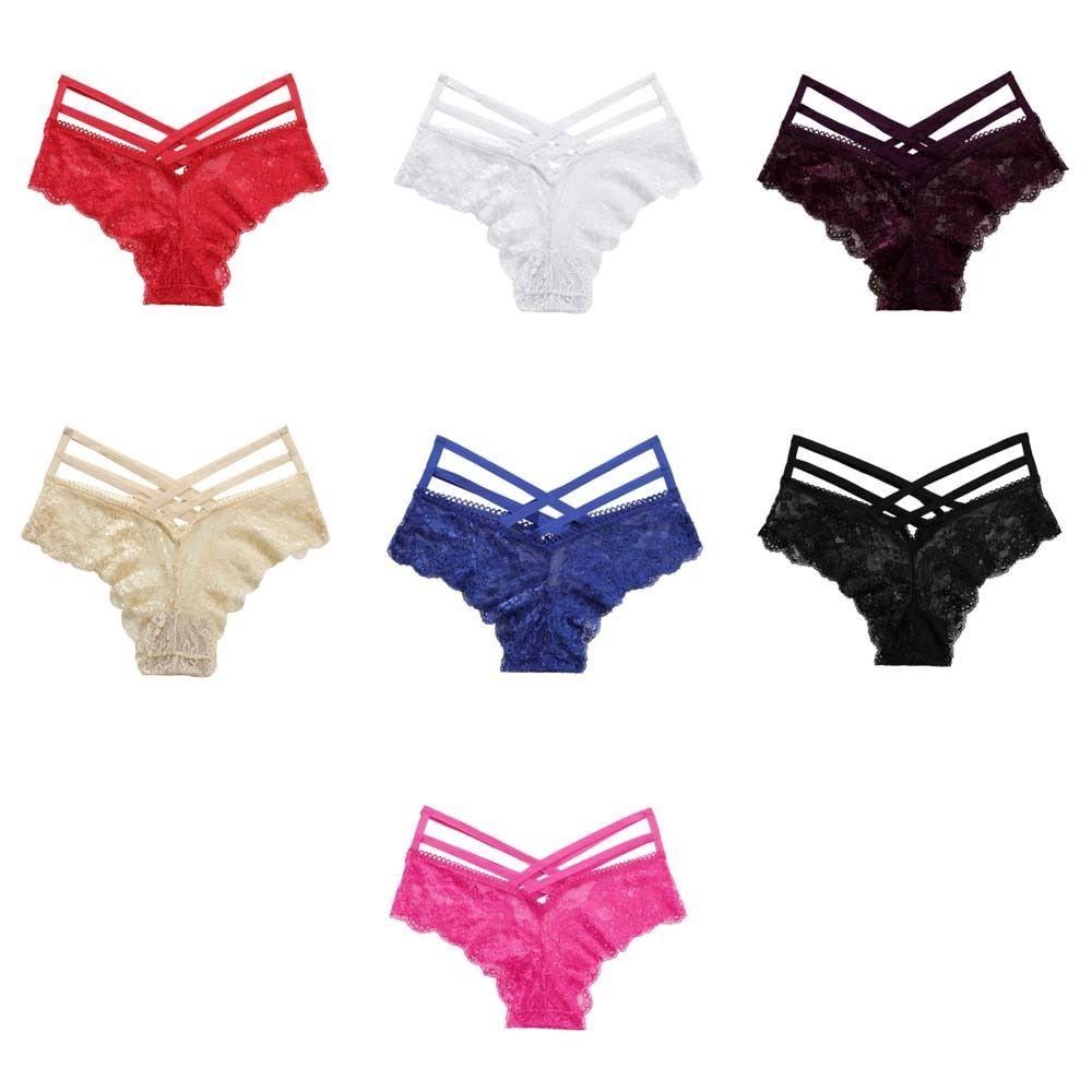 Underwear Women Lace Floral Thong Low-Rise T-back Panties Lace Solid Briefs Female
