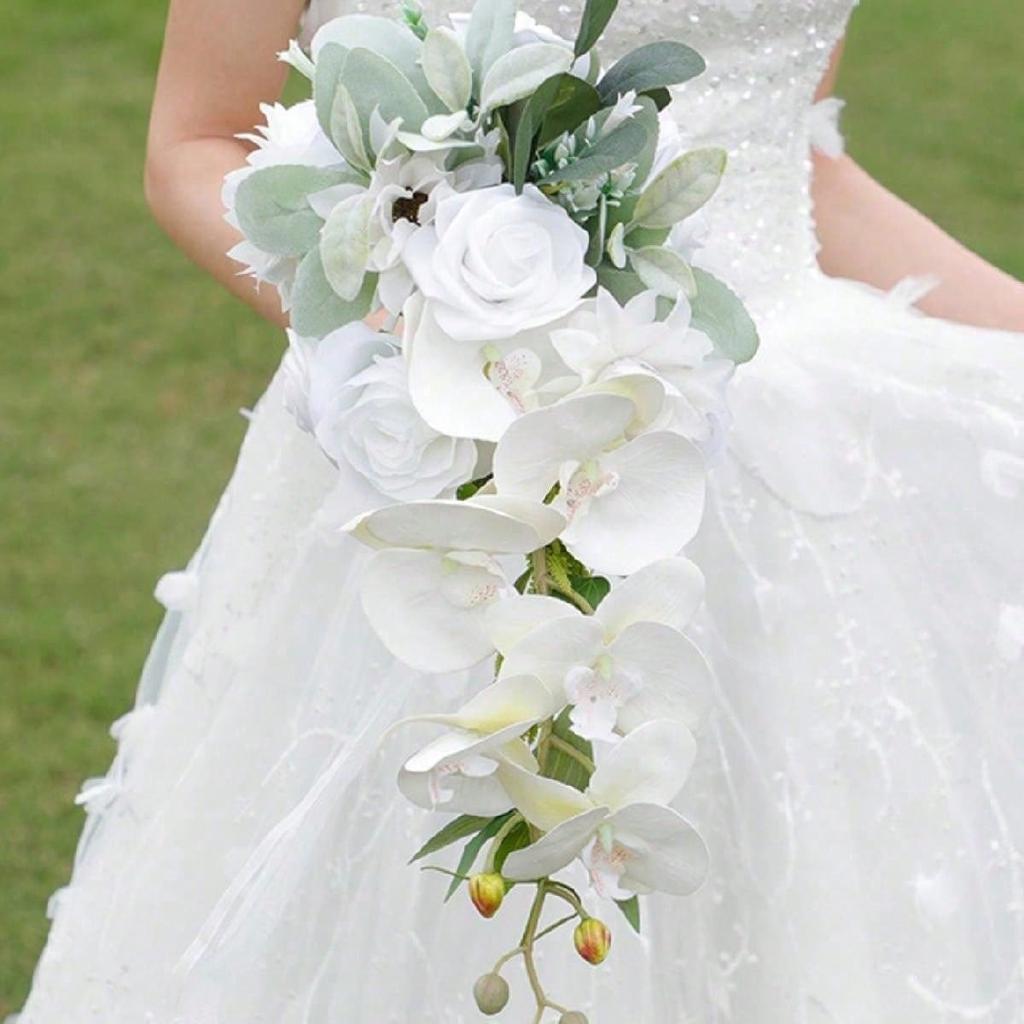 Букет невесты Каскадные свадебные букеты для невесты Искусственные свадебные букеты для свадебной церемонии и годовщины Декор на День святого Валентина