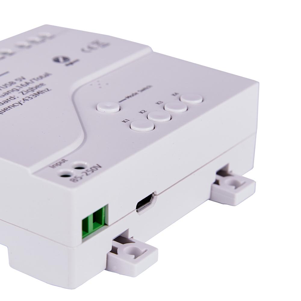 Zigbee 3.0 Tuya Умный 4-канальный релейный модуль: 12В/220В, Режим кратковременного включения, Блокировка, Самоудержание, Совместимость с RF433.