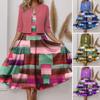 2 шт./компл. женское платье-пальто комплект кардиган с короткими рукавами и V-образным вырезом в клетку с цветными блоками и принтом без рукавов трапециевидное свободное платье для выпускного миди комплект