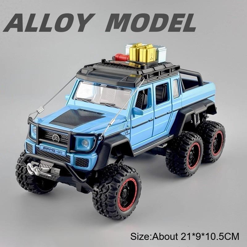 1:32 RAM Mammoth G63 6x6 Cars Toy Alloy Models Diecasting Doors Opened Miniature Caravan Light Music Vehicles Boys Xmas Toys
