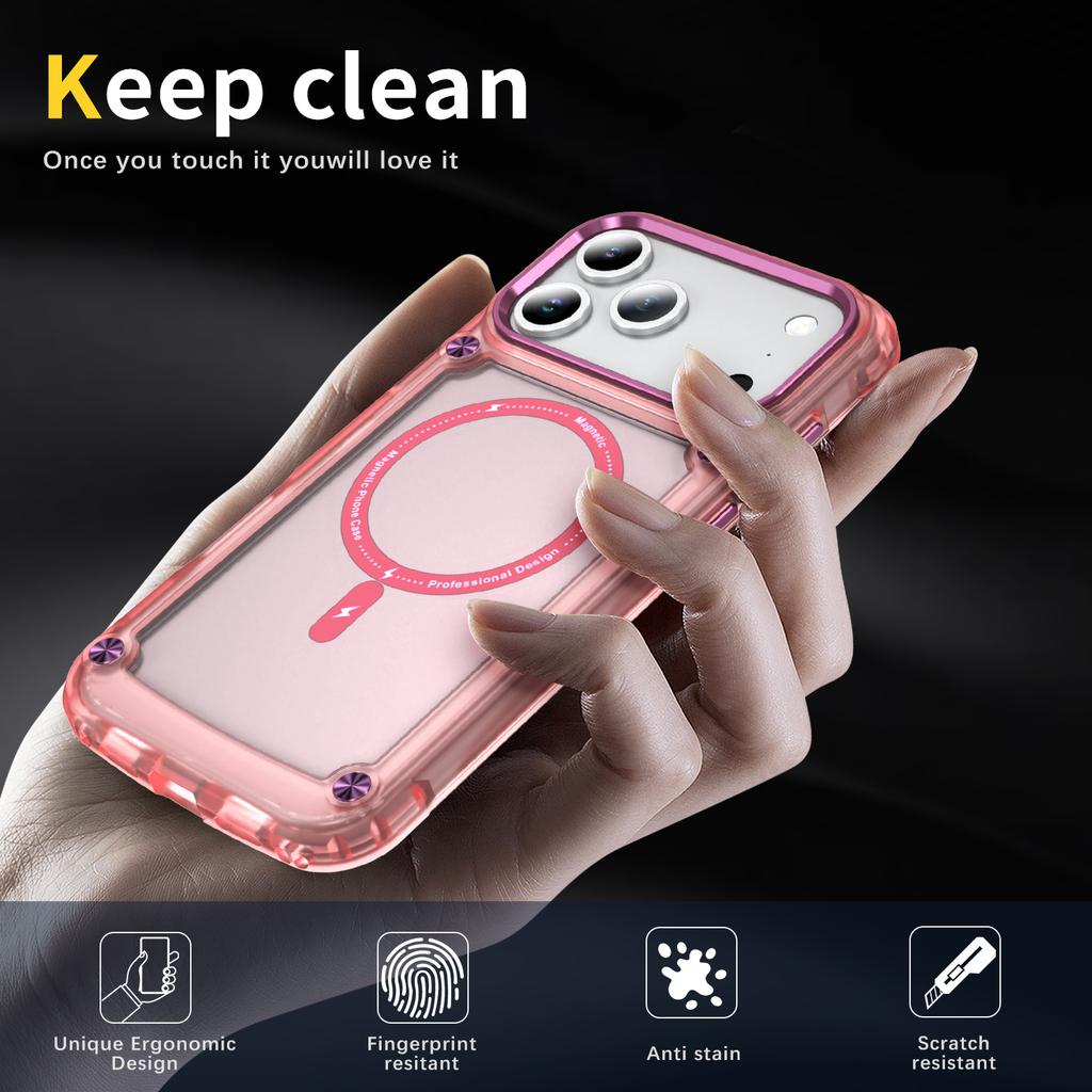 For iPhone 17 Pro Max Case Skin Touch TPU+PC Phone Cover Compatible with MagSafe