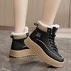 Autumn and Winter Korean Version Velvet Women's Shoes with Mid Top Color Blocking To Increase Warmth, High Cotton Shoes for Casual Snow Boots