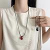 Adjustable Sweater Chain Red Water Drop Pendant Necklaces Retro Women Necklace Autumn/Winter