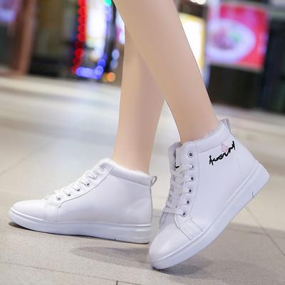 Белые туфли с плюшем женские осенне-зимние на платформе теплые плоские хлопковые туфли женские повседневные высокие кроссовки De Mujer