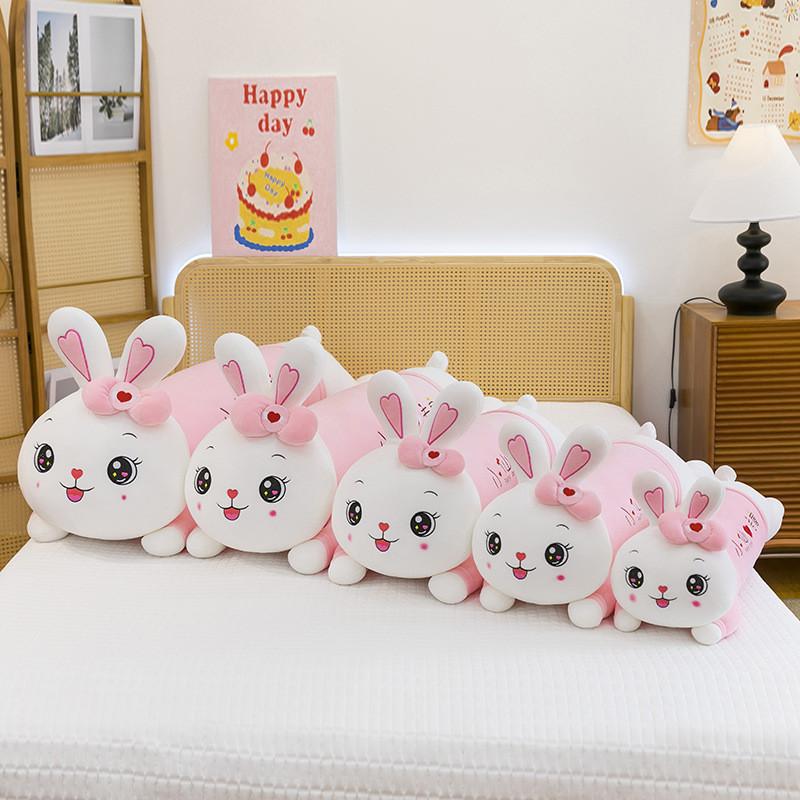 Cute Rabbit Plush Toy With Bow And Embroidery Design For Sleep Kids Girls Girl Bedroom Decor