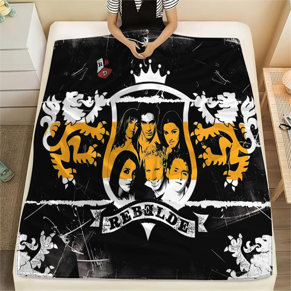 1Pc RBD Band Print Flannel Blanket, High quality Comfortable for All Seasons, Home Decor, Warmth and Comfort, Perfect for Gifts