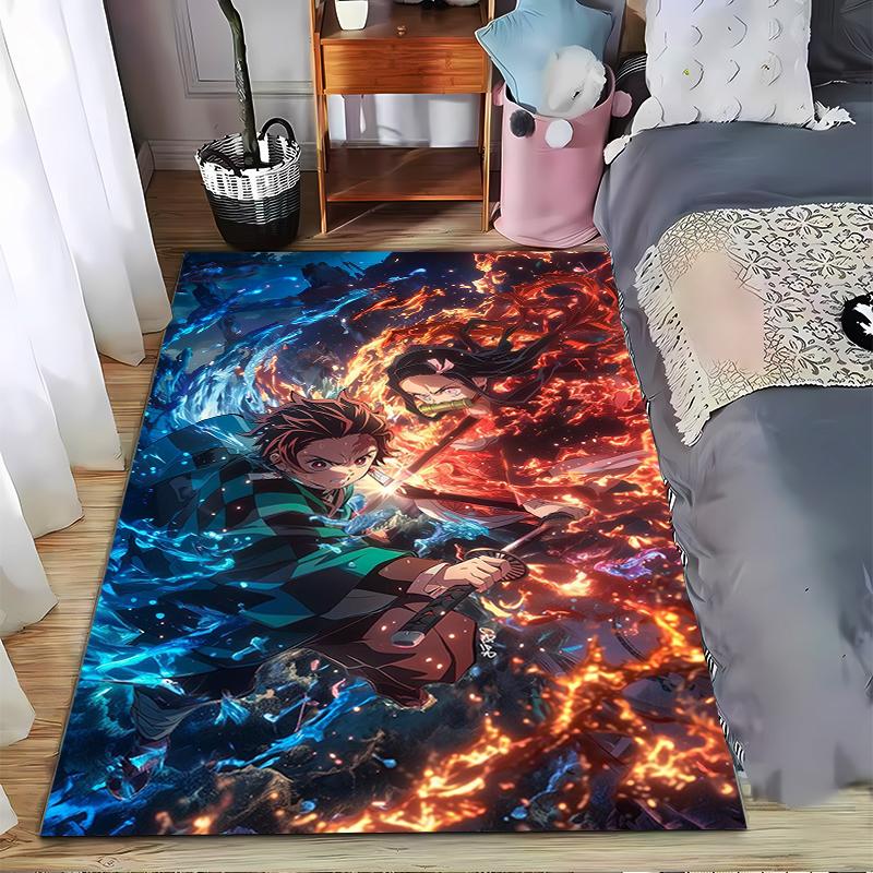 Fiery Anime Battle carpet Designed floor mat, suitable as a non-slip mat for the living room or bedroom sofa