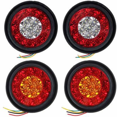 Пара 16 светодиодных двухцветных задних фонарей с резиновым кольцом, круглые задние фонари для автомобиля, задний фонарь, указатель поворота для автофургона, прицепа, грузовика