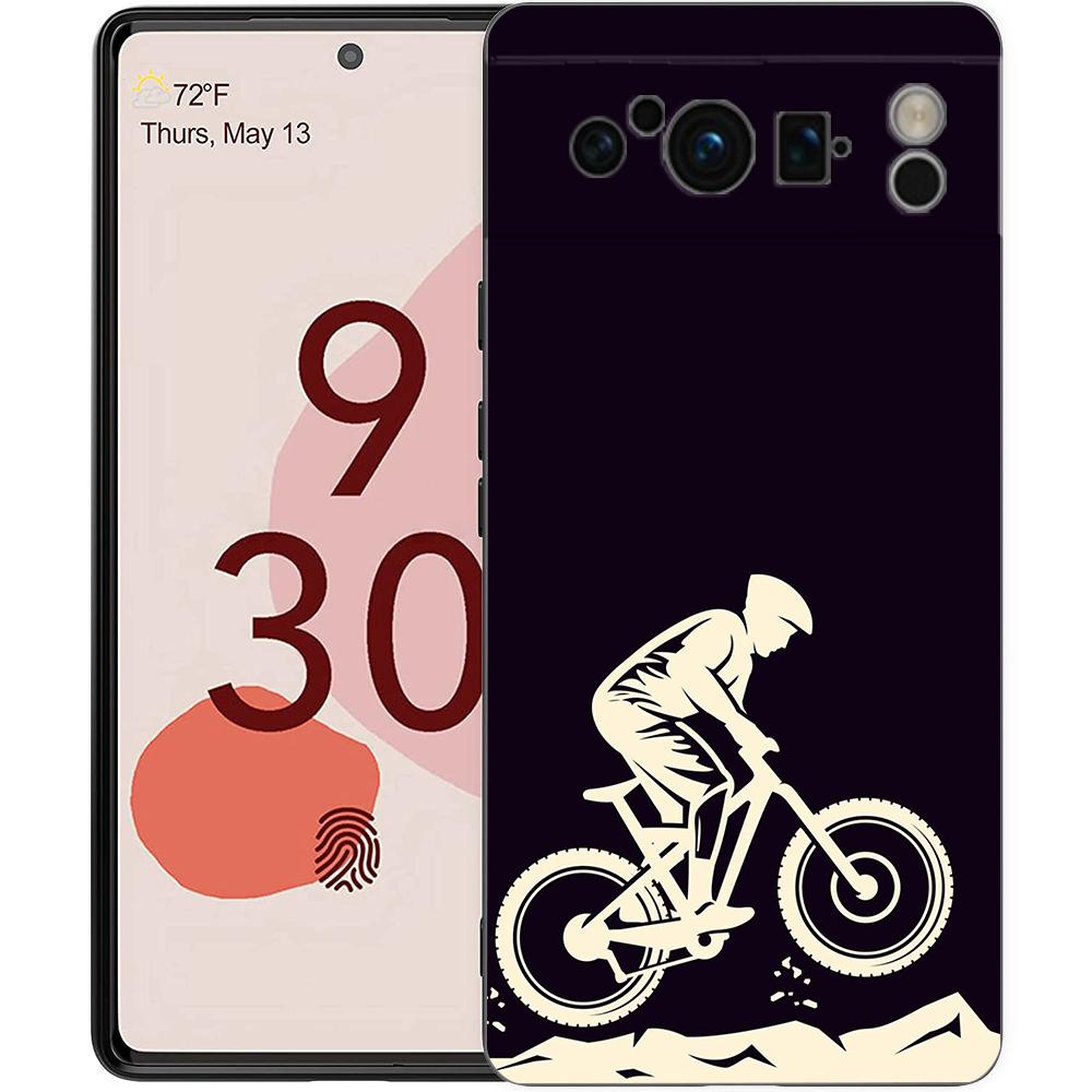Чехол для телефона с рисунком Велоспорт на горных велосипедах Для Google Pixel 9 8 9A 8A 7 7A 6 Pro XL 6A 5G Черный Мягкая задняя крышка Роскошный TPU чехол