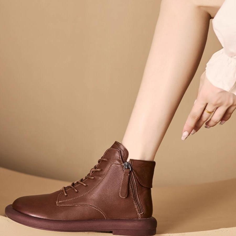 Новые осенне-зимние повседневные красные синие женские ботинки Martin с мягкой подошвой и плоским дном короткие ботинки из коровьей кожи с круглым носком ботинки в стиле ретро модные повседневные