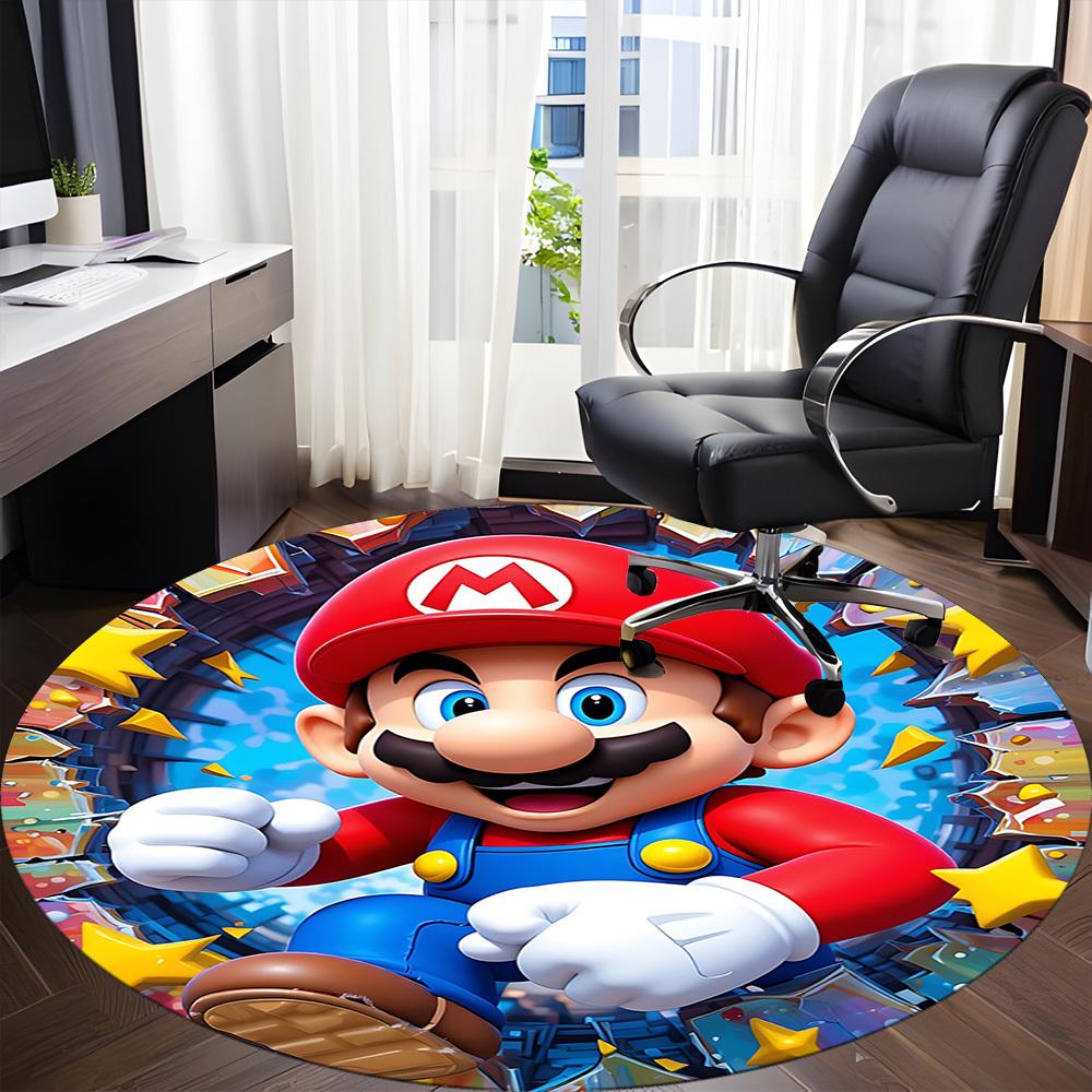 1 шт. Круглый ковер для офиса Mario Adventure, под офисные стулья, спальня, гостиная, декор для дома a1022259