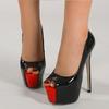 Liyke сексуальные черные красные лакированные туфли с открытым носком 16 см на очень высоком каблуке женские туфли-лодочки на платформе для вечеринок, свадеб и банкетов