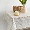 Beige Square Lace Hollow Tablecloth Vintage European Embroidery Tablecloth Wedding Party Garden Home Decoration
