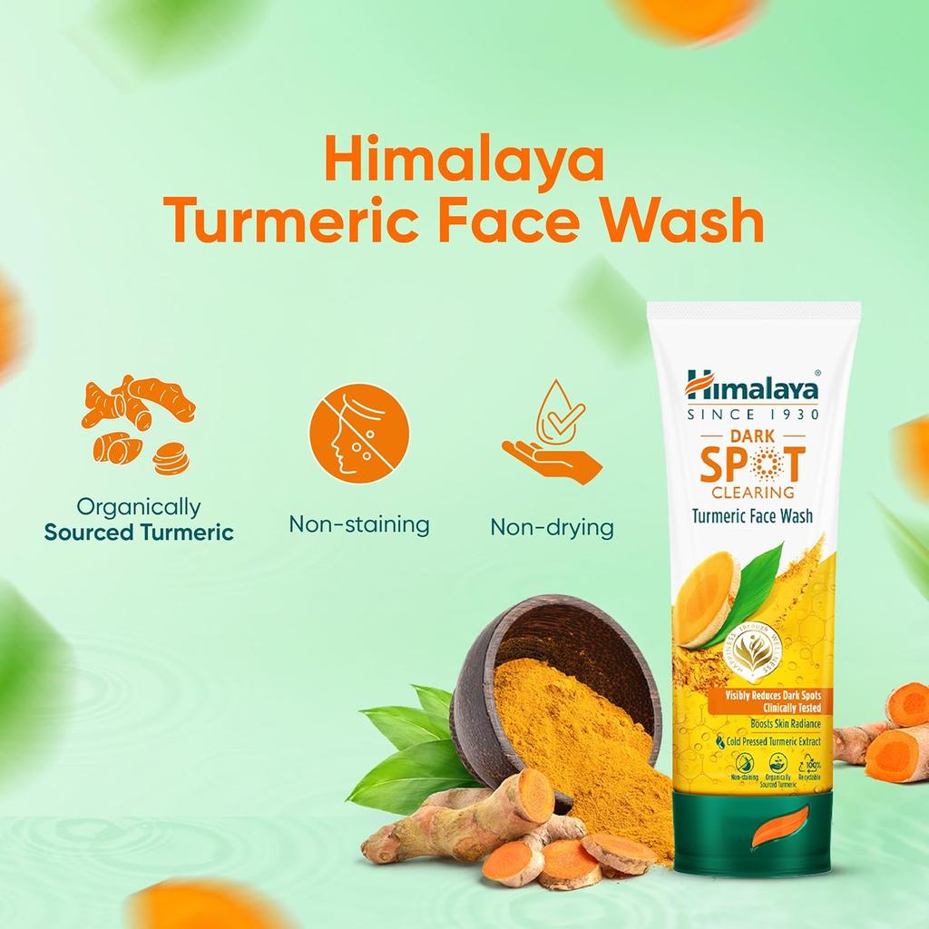 Himalaya Dark Spot Clearing Turmeric Face Wash 50ml Reduce Dark Spots and Blemishes Naturally