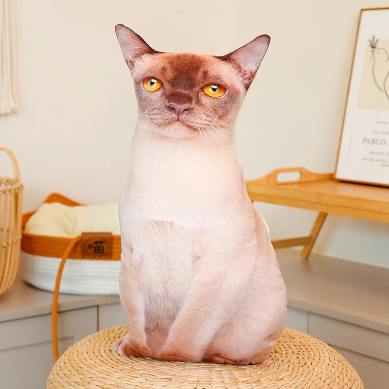 Милые Реалистичные 3D Плюшевые Игрушки Кошки Мягкая Кукла Животное Симуляция Подушка для Сна Диванная Подушка Мультяшная Кукла Домашний Декор Подарок