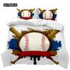 Пододеяльник с изображением бейсбольной биты, комплект постельного белья для детей и подростков, 3D-футбол, спортивный двойной чехол из полиэстера Queen King Size